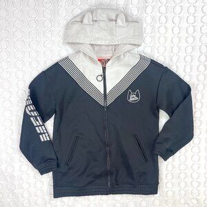 A02 Toby Black Zip Up Hoodie with Cat Ears Women Size Medium